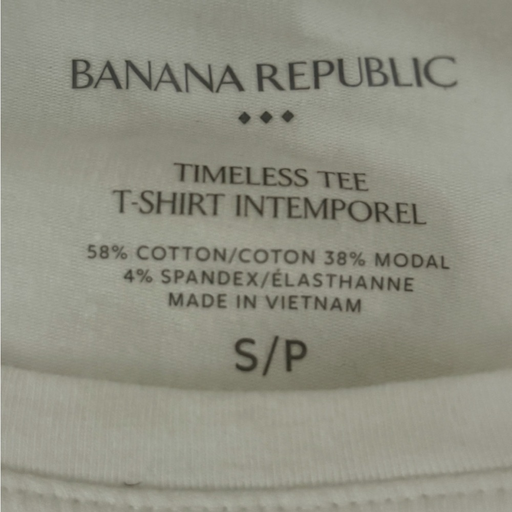 BANANA REPUBLIC WOMAN WHITE TIMELESS LONG-SLEEVE CREW-NECK 
T-SHIRT SIZE S/P - Picture 2 of 7